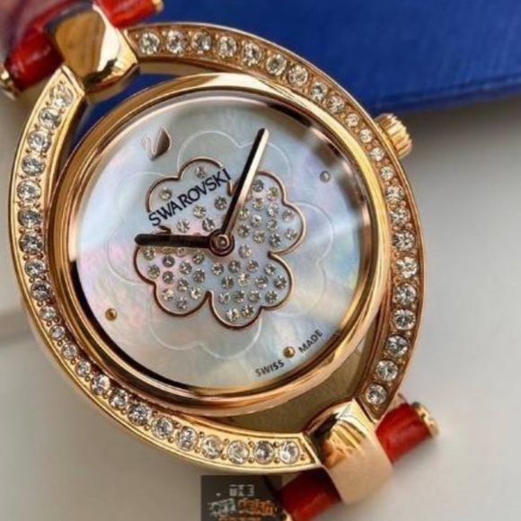 New Swarovski Stella Women's Watch Leather Strap LS Red 29 mm 5421822 - Picture 9 of 16